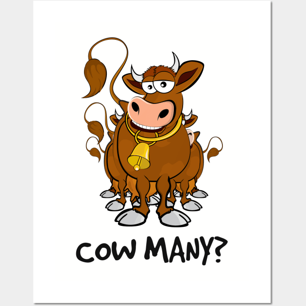 COW MANY? cows tee (light) Wall Art by seahorsecat